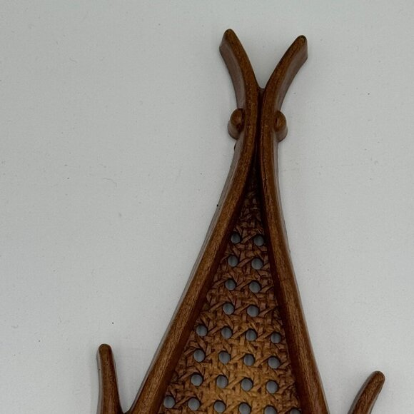 Homco Faux Rattan Wicker Teardrop Wall Sconce Candle Holders  Boho Bohemian MCM - Picture 2 of 16